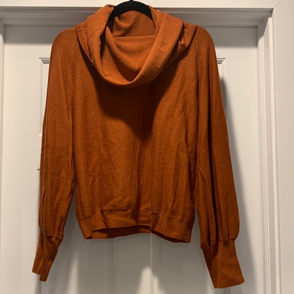 Anthropologie Rust Orange Cowl Sweater